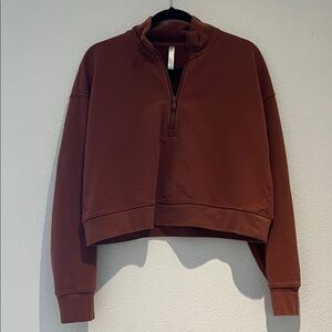 Fabletics Chocolate Half-Zip Sweatshirt